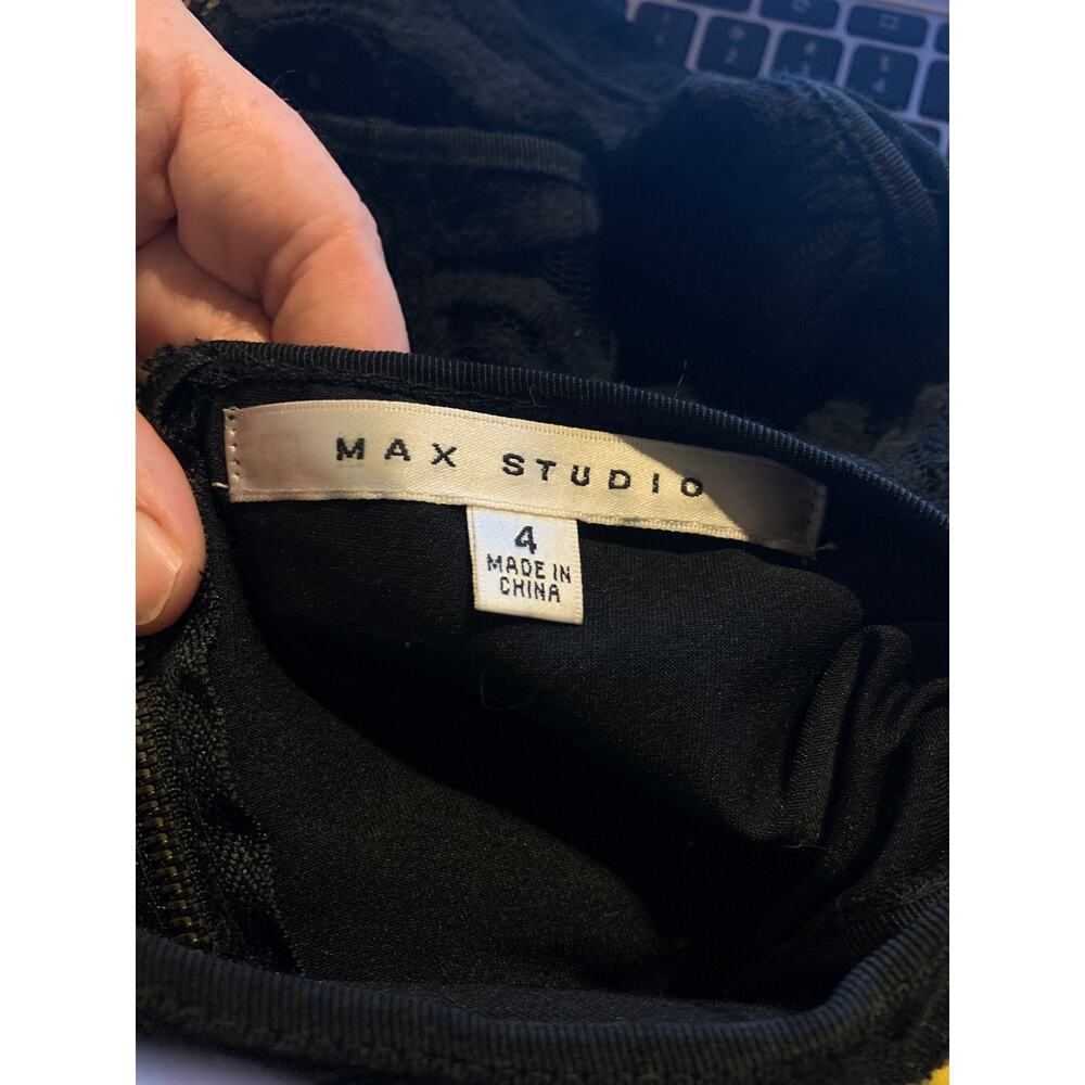 Black Floral Lace Sleeveless Fit and Flare Dress Max Studio Size 4 - Picture 7 of 8